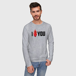 Лонгслив хлопковый мужской I love you - прикол, цвет: меланж — фото 2