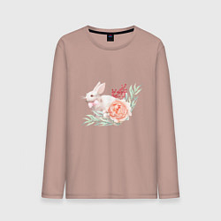Мужской лонгслив Акварельный кролик в цветах