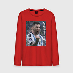 Лонгслив хлопковый мужской Viva la Argentina - Lionel Messi - world champion, цвет: красный