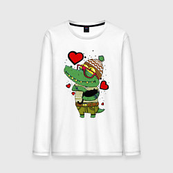 Мужской лонгслив Crocodile with a cat