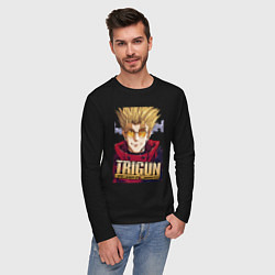 Лонгслив хлопковый мужской Trigun - Vash the stampede, цвет: черный — фото 2