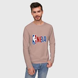 Лонгслив хлопковый мужской NBA - big logo, цвет: пыльно-розовый — фото 2