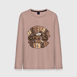 Лонгслив хлопковый мужской Прирожденный мотоциклист, цвет: пыльно-розовый