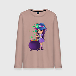 Мужской лонгслив Милая Девочка ведьма варит зелье в котле