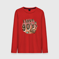 Лонгслив хлопковый мужской I love 90-s, цвет: красный
