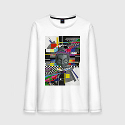 Лонгслив хлопковый мужской Будда телепомехи, цвет: белый