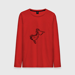 Лонгслив хлопковый мужской Важный пеликан, цвет: красный