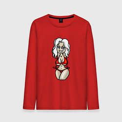 Лонгслив хлопковый мужской Улыбчивая блондинка, цвет: красный