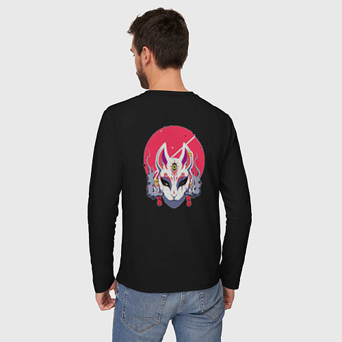 Мужской лонгслив Маска Кицунэ / Черный – фото 4