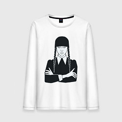 Лонгслив хлопковый мужской Wednesday Addams портрет, цвет: белый