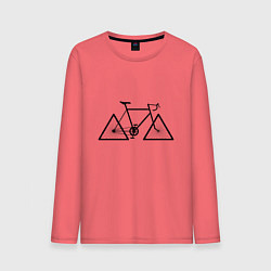 Лонгслив хлопковый мужской Велосипед с треугольными колесами, цвет: коралловый