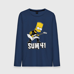Лонгслив хлопковый мужской Sum41 Барт Симпсон рокер, цвет: тёмно-синий