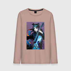 Лонгслив хлопковый мужской Уэнсдэй на виолончели, цвет: пыльно-розовый
