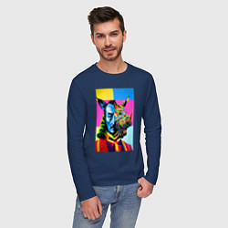 Лонгслив хлопковый мужской Сальвадор Дали и носорог, цвет: тёмно-синий — фото 2