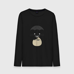 Лонгслив хлопковый мужской Тоторо под зонтиком, цвет: черный