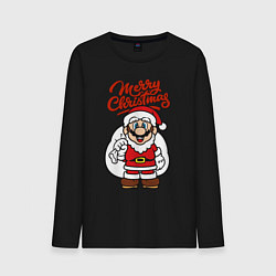 Лонгслив хлопковый мужской Christmas Mario, цвет: черный