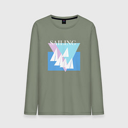 Лонгслив хлопковый мужской Парусный спорт, цвет: авокадо