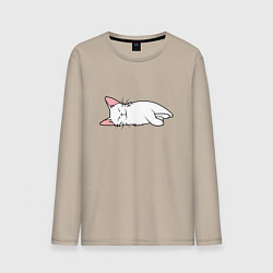 Лонгслив хлопковый мужской Lazy white cat, цвет: миндальный