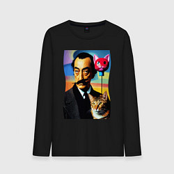 Лонгслив хлопковый мужской Salvador Dali and cat, цвет: черный