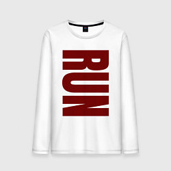 Лонгслив хлопковый мужской Run большая вертикальная надпись, цвет: белый