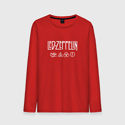 Лонгслив хлопковый мужской Led Zeppelin символы, цвет: красный