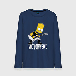 Лонгслив хлопковый мужской Motorhead Барт Симпсон рокер, цвет: тёмно-синий