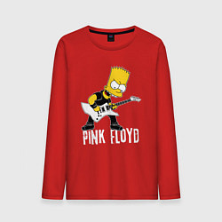 Лонгслив хлопковый мужской Pink Floyd Барт Симпсон рокер, цвет: красный