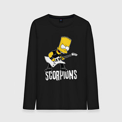 Лонгслив хлопковый мужской Scorpions Барт Симпсон рокер, цвет: черный