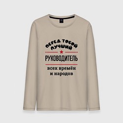 Лонгслив хлопковый мужской Перед тобой лучший руководитель - всех времён и на, цвет: миндальный