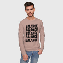 Лонгслив хлопковый мужской Balance надпись с кругом, цвет: пыльно-розовый — фото 2