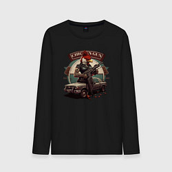 Лонгслив хлопковый мужской Сhicken gun, цвет: черный