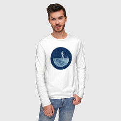 Лонгслив хлопковый мужской Космонавт с газонокосилкой, цвет: белый — фото 2