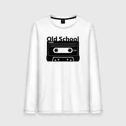 Лонгслив хлопковый мужской Old school music, цвет: белый