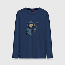Лонгслив хлопковый мужской Monkey with a hammer, цвет: тёмно-синий