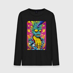 Лонгслив хлопковый мужской Demon Oni - pop art, цвет: черный