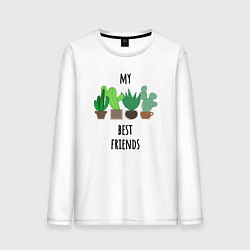 Лонгслив хлопковый мужской My best friends - cactuses, цвет: белый