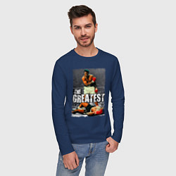 Лонгслив хлопковый мужской Мухаммед Али великий, цвет: тёмно-синий — фото 2