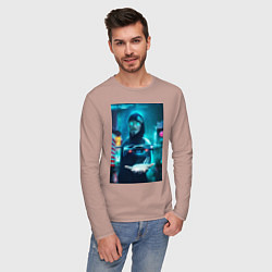 Лонгслив хлопковый мужской Анонимус и дрон, цвет: пыльно-розовый — фото 2