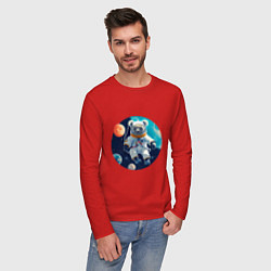 Лонгслив хлопковый мужской Космическая коала, цвет: красный — фото 2