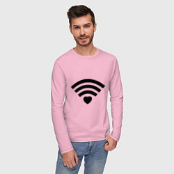 Лонгслив хлопковый мужской Wi-Fi Love цвета светло-розовый — фото 2