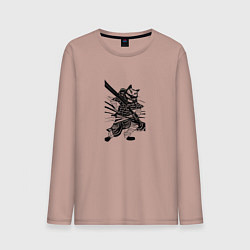 Лонгслив хлопковый мужской Кот-рубака, цвет: пыльно-розовый