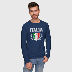 Лонгслив хлопковый мужской Italy map, цвет: тёмно-синий — фото 2