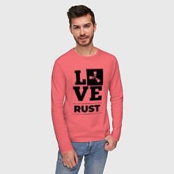 Лонгслив хлопковый мужской Rust love classic, цвет: коралловый — фото 2