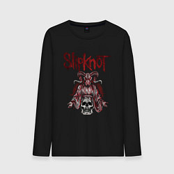 Лонгслив хлопковый мужской Slipknot рогатый череп, цвет: черный