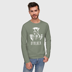 Лонгслив хлопковый мужской STALKER противогаз, цвет: авокадо — фото 2