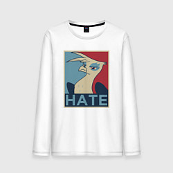 Лонгслив хлопковый мужской Hate bird, цвет: белый
