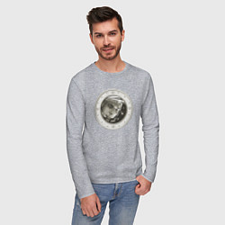 Лонгслив хлопковый мужской Юрий Гагарин в иллюминаторе, цвет: меланж — фото 2