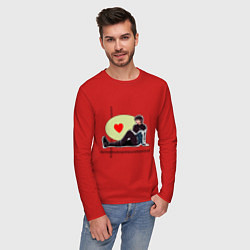 Лонгслив хлопковый мужской Тэхен модник, цвет: красный — фото 2