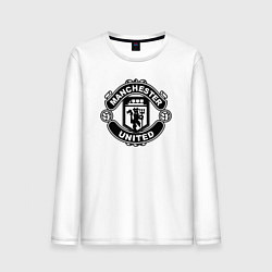 Лонгслив хлопковый мужской Manchester United black, цвет: белый