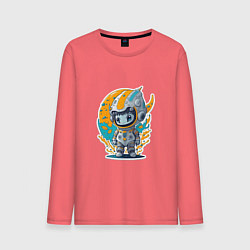 Лонгслив хлопковый мужской Маленький инопланетянин, цвет: коралловый